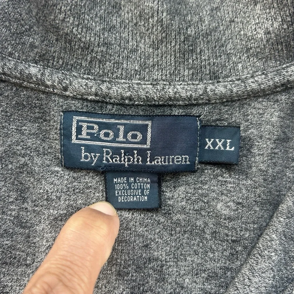 Polo Ralph‎ Lauren Sweater Mens 2XL Gray Quarter Zip Mock Neck Pullover Logo